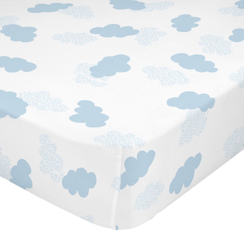 Drap housse HappyFriday BASIC KIDS Bleu Lit 1 persone