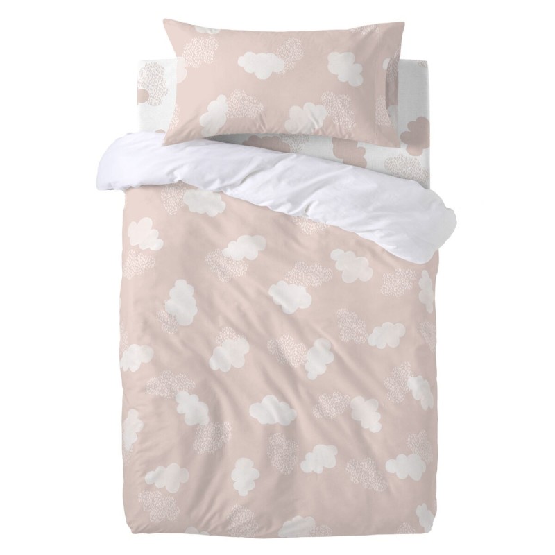 Parure de couette HappyFriday Basic Kids Rose Lit de bébé 2 Pièces