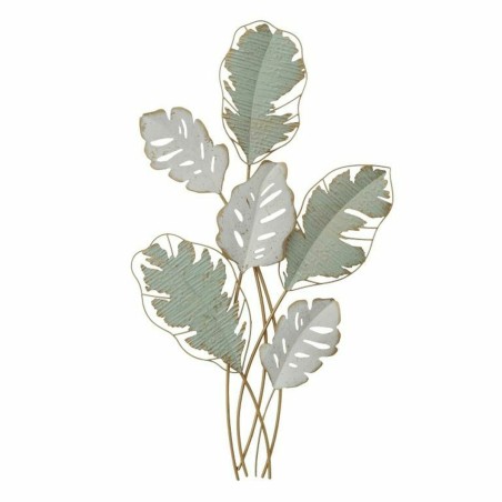 Décoration murale DKD Home Decor Métal Blanc Vert Moderne Feuille d'une plante (57 x 5