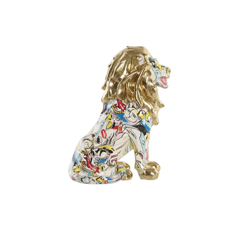 Figurine Décorative DKD Home Decor Doré Lion Résine Multicouleur Moderne (21 x 14