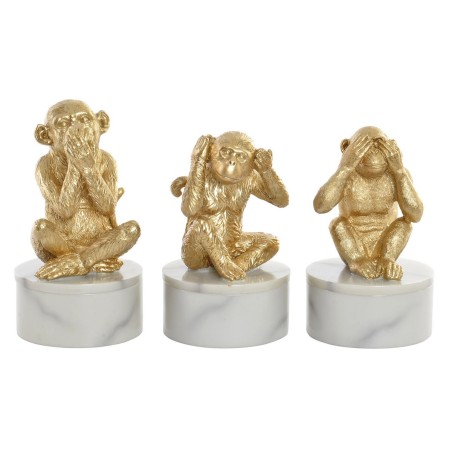 Figurine Décorative DKD Home Decor Blanc Doré Tropical Singes 10