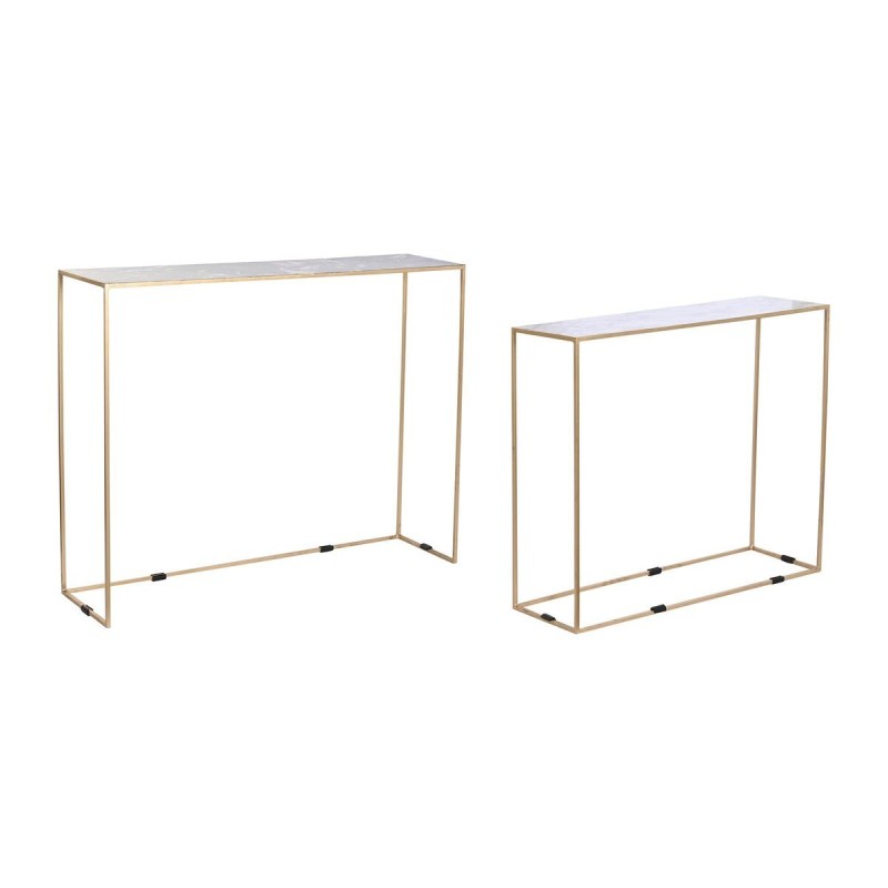 Jeu de 2 tables DKD Home Decor Blanc Noir Doré 100 x 28 x 80 cm