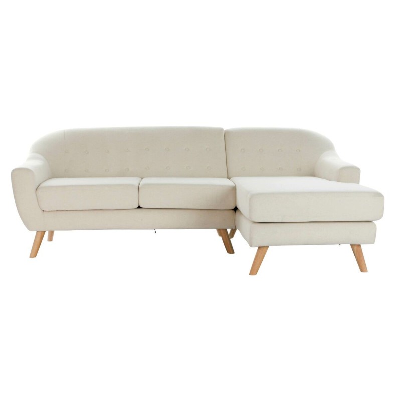 Canapé chaise longue DKD Home Decor Crème Bois d'hévéa 226 x 144 x 84 cm