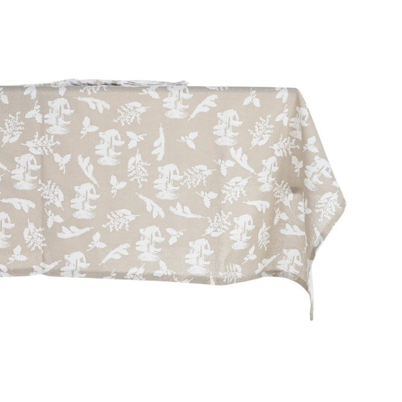 Nappe et serviettes de table DKD Home Decor 2 Unités 150 x 150 x 0,5 cm Beige Blanc Marron Clair