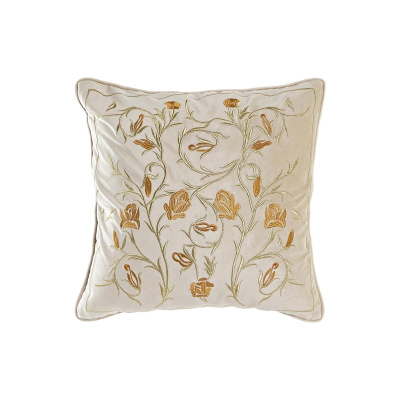 Coussin DKD Home Decor Doré 45 x 10 x 45 cm Fleurs