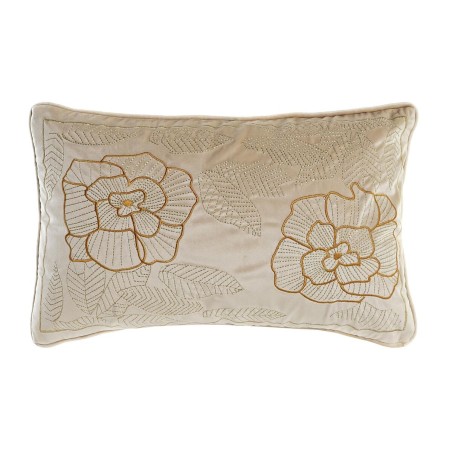 Coussin DKD Home Decor Doré 50 x 10 x 30 cm Fleurs