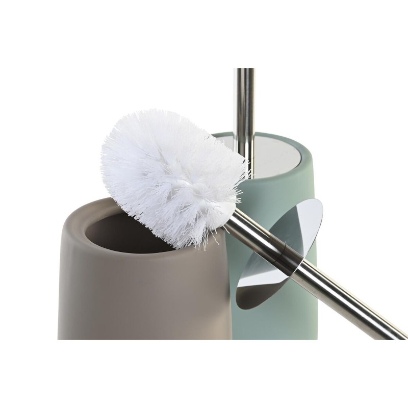 Brosse de salle de wc DKD Home Decor 11 x 11 x 41 cm Beige Acier inoxydable Vert Dolomite (2 Unités)