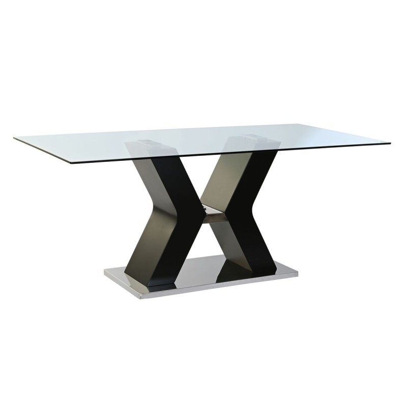 Table de Salle à Manger DKD Home Decor Noir Bois Verre trempé Bois MDF 180 x 90 x 76 cm