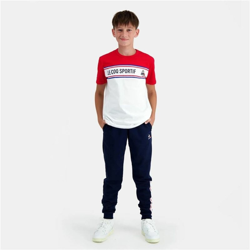 T-shirt à manches courtes enfant Le coq sportif  N°2 Tricolore Blanc