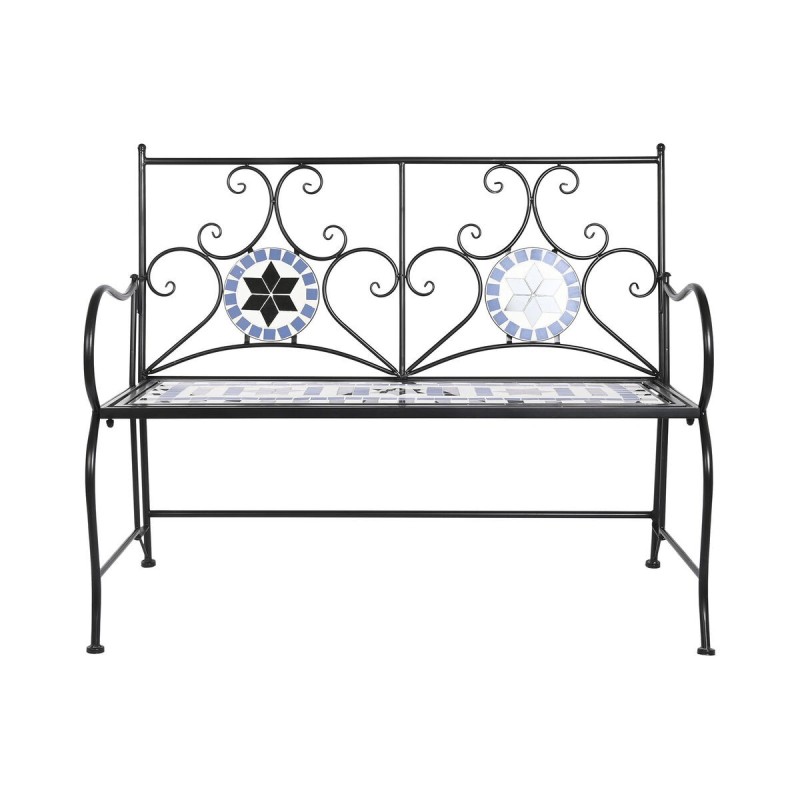 Banc DKD Home Decor Céramique Mosaïque Noir Métal Multicouleur (111 x 54 x 88 cm)