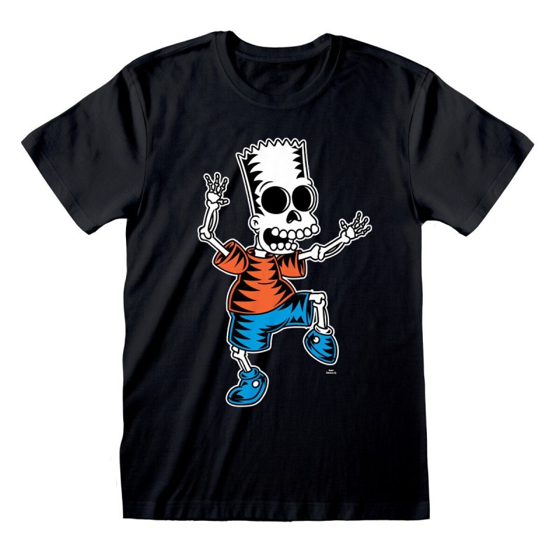 T shirt à manches courtes The Simpsons Skeleton Bart Noir Unisexe