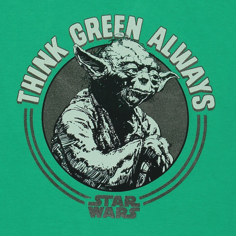 T shirt à manches courtes Star Wars Yoda Think Green Vert Unisexe