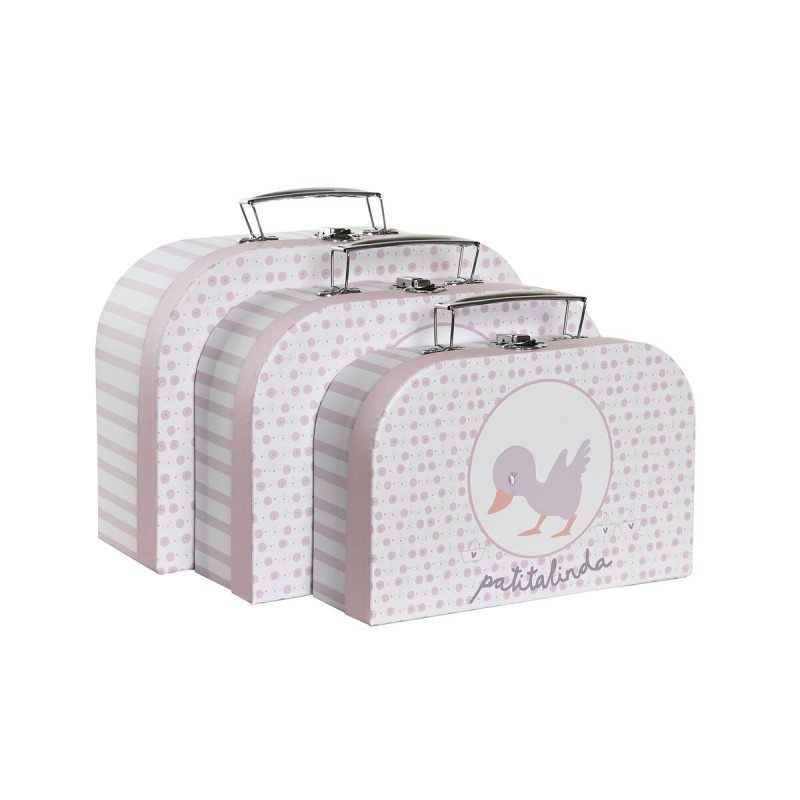 Set de boîtes décoratives DKD Home Decor 28 x 9,5 x 20 cm Rose Métal Multicouleur Carton