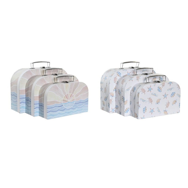 Set de boîtes décoratives DKD Home Decor Multicouleur Métal Carton 28 x 9,5 x 20 cm (2 Unités)