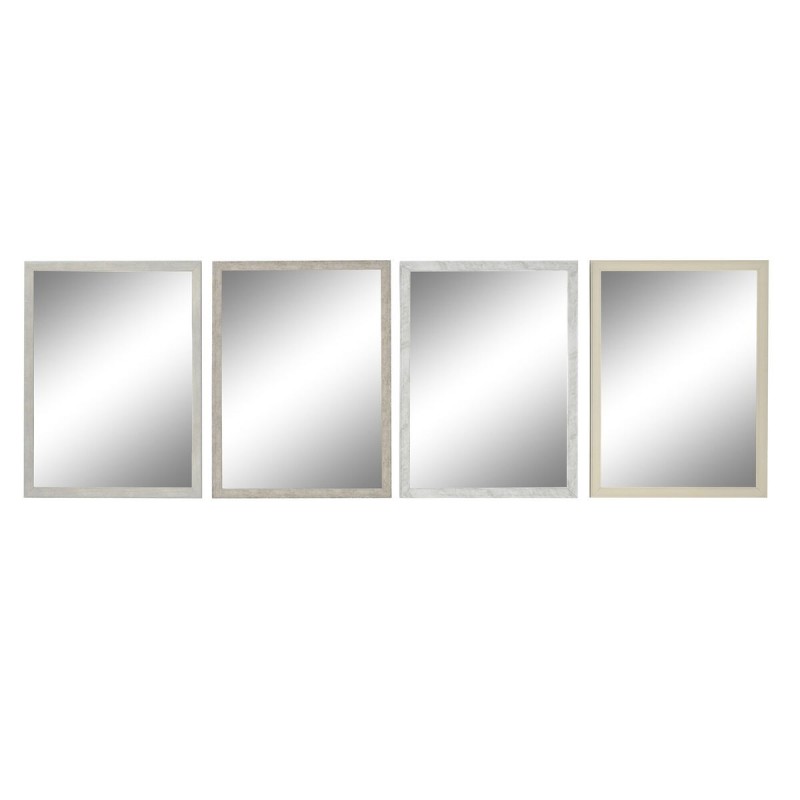 Miroir mural DKD Home Decor Blanc Beige Gris 56 x 2 x 76 cm (4 Unités)