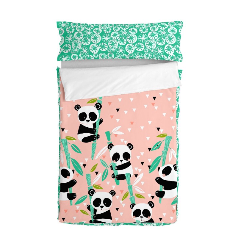 Couette rembourrée HappyFriday Moshi Moshi Panda Garden Rose 105 x 200 cm