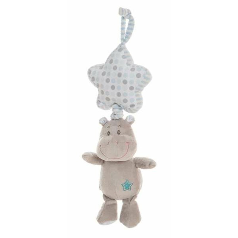 Peluche Hochet Hippopotame 35 cm Bleu