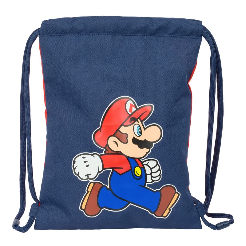 Sac à dos serré par des ficelles Super Mario Trick Rouge Bleu foncé 26 x 34 x 1 cm