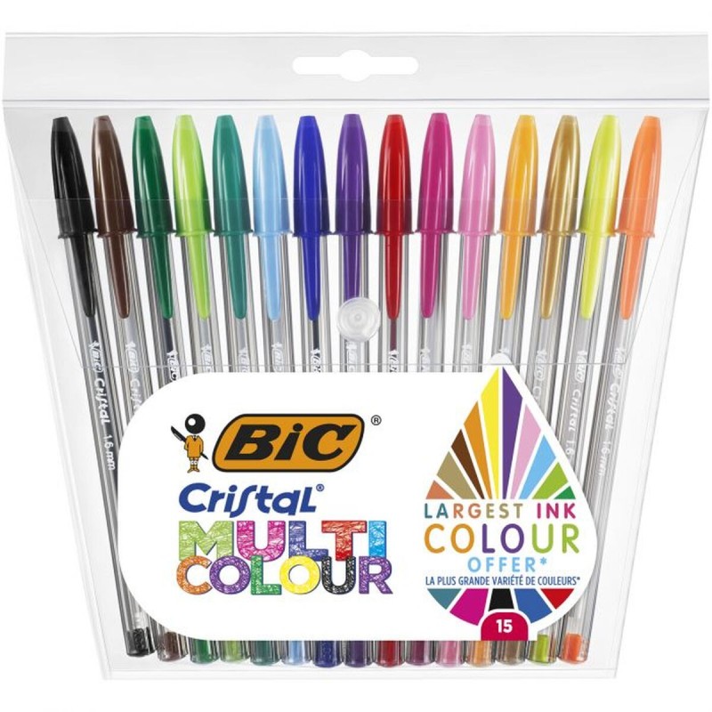 Ensemble de Stylos Bic Cristal Multicolor 15 Pièces Multicouleur 0