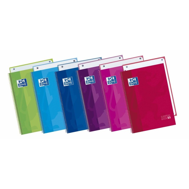 Cahier Oxford European Book Multicouleur A4 A4+ 80 Volets Microperforé 4 Pièces