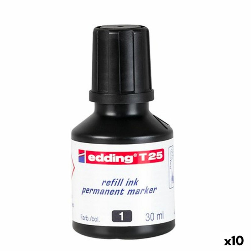 Recharge d'encre Edding T25 Permanent Noir 30 ml (10 Unités)