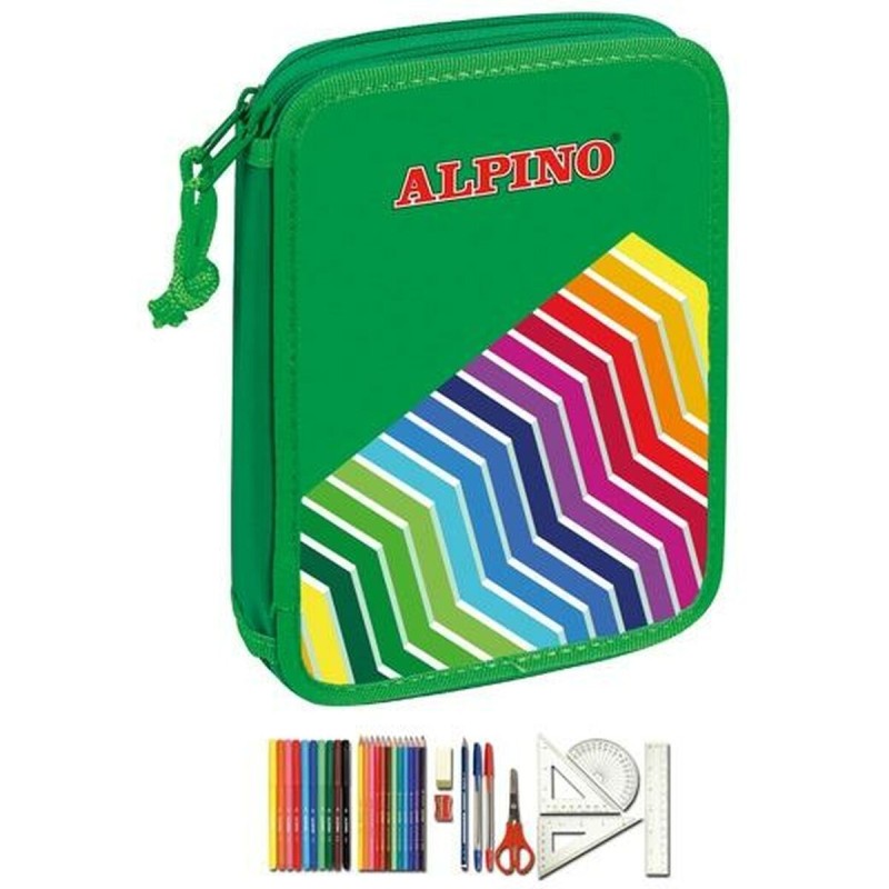 Plumier double Alpino UA000113 Vert Multicouleur 32 Pièces