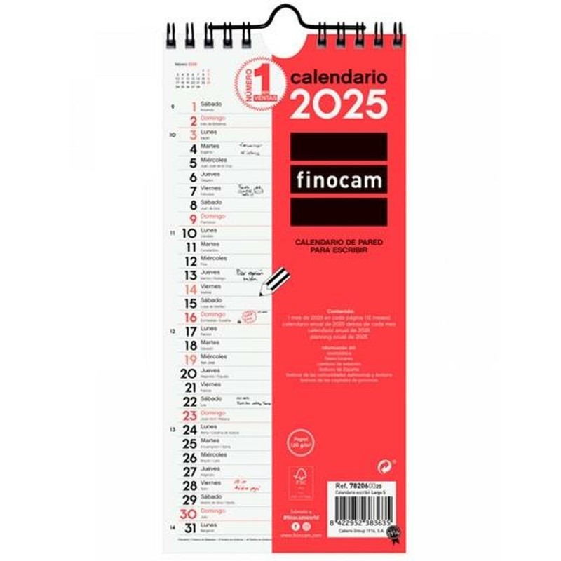 calendrier mural Finocam Papier 2025 11 x 23