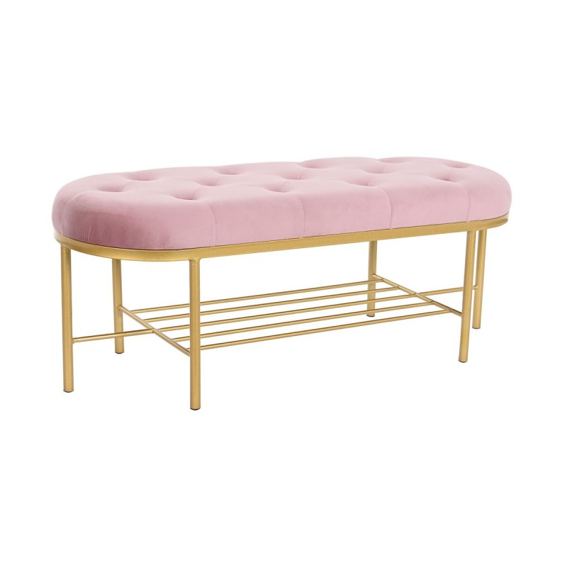 Banquette DKD Home Decor 100 x 35 x 40 cm Rose Doré Métal