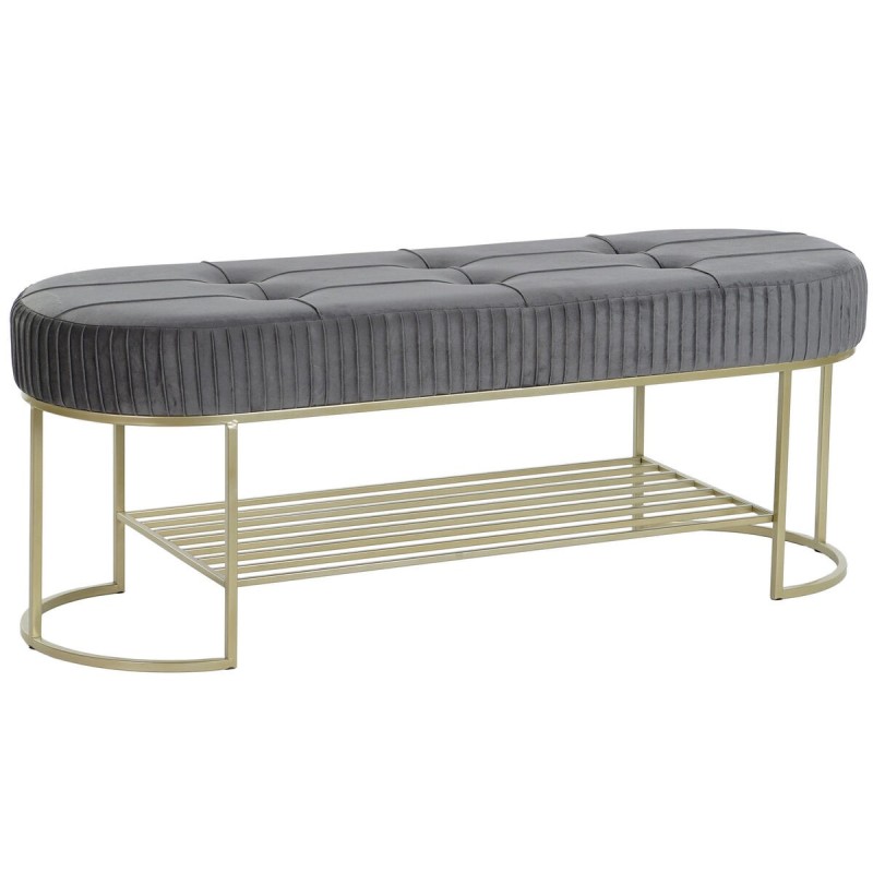 Banquette DKD Home Decor Gris Doré Métal 120 x 40 x 45 cm