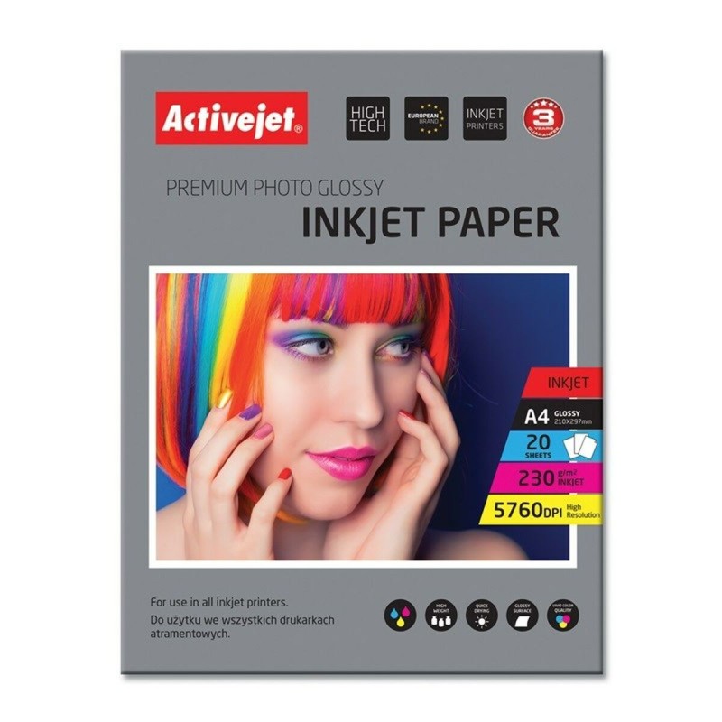 Papier Photo Glacé Activejet AP4-230G20 A4 20 Volets 21 x 29