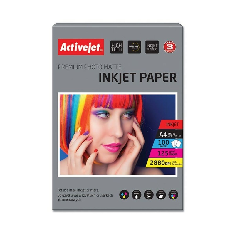 Papier photo mat Activejet AP4-125M100 A4 100 Volets 21 x 29