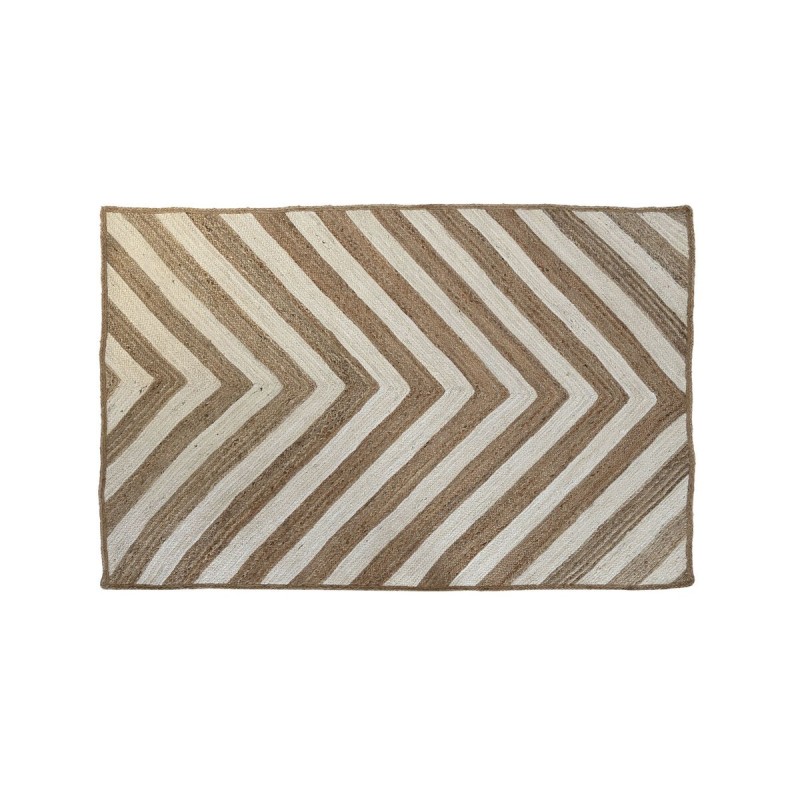 Tapis DKD Home Decor Scandi Blanc Marron Clair Jute (120 x 180 x 1 cm)