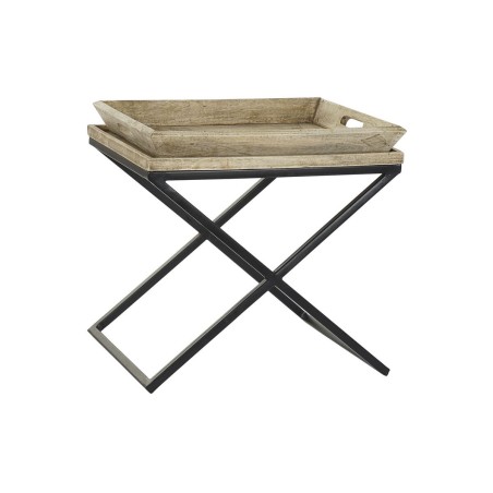 Table d'appoint DKD Home Decor Noir Naturel Métal Bois de manguier 55 x 45 x 53 cm