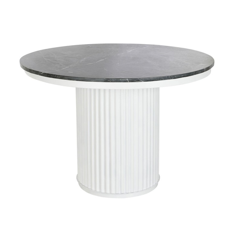 Table de Salle à Manger DKD Home Decor Blanc Noir Cuivre Métal Marbre 110 x 110 x 76 cm