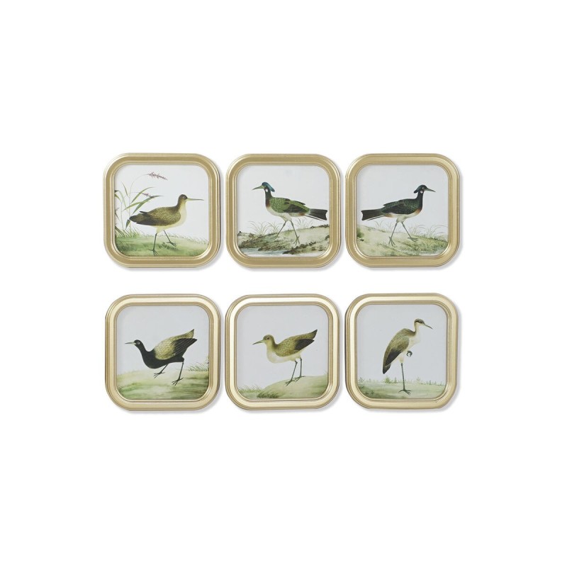 Cadre DKD Home Decor Oiseaux Cottage 30 x 2 x 30 cm (6 Unités)