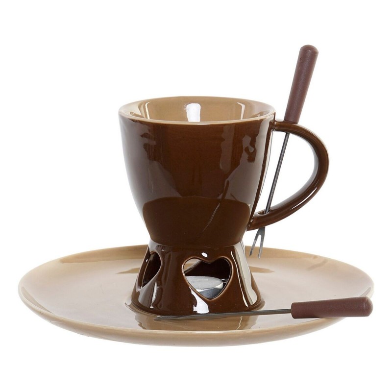 Fondue au Chocolat DKD Home Decor Acier inoxydable Porcelaine