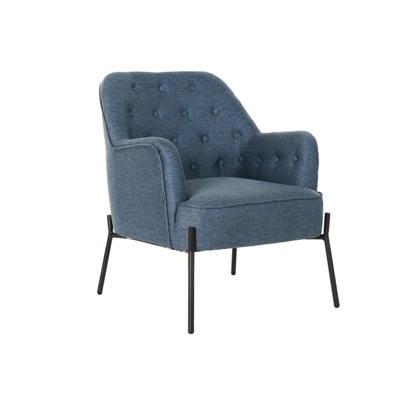 Fauteuil DKD Home Decor Bleu Noir Métal 65 x 73 x 79